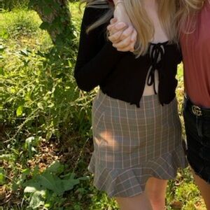 Aritzia Plaid Mini Skirt with Ruffle Hem